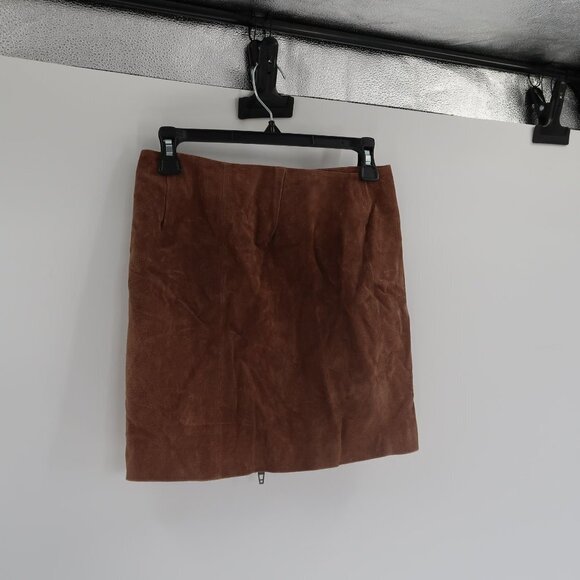 Blank NYC Brown Leather Skirt Full Zip Front Size 26 - Picture 6 of 6